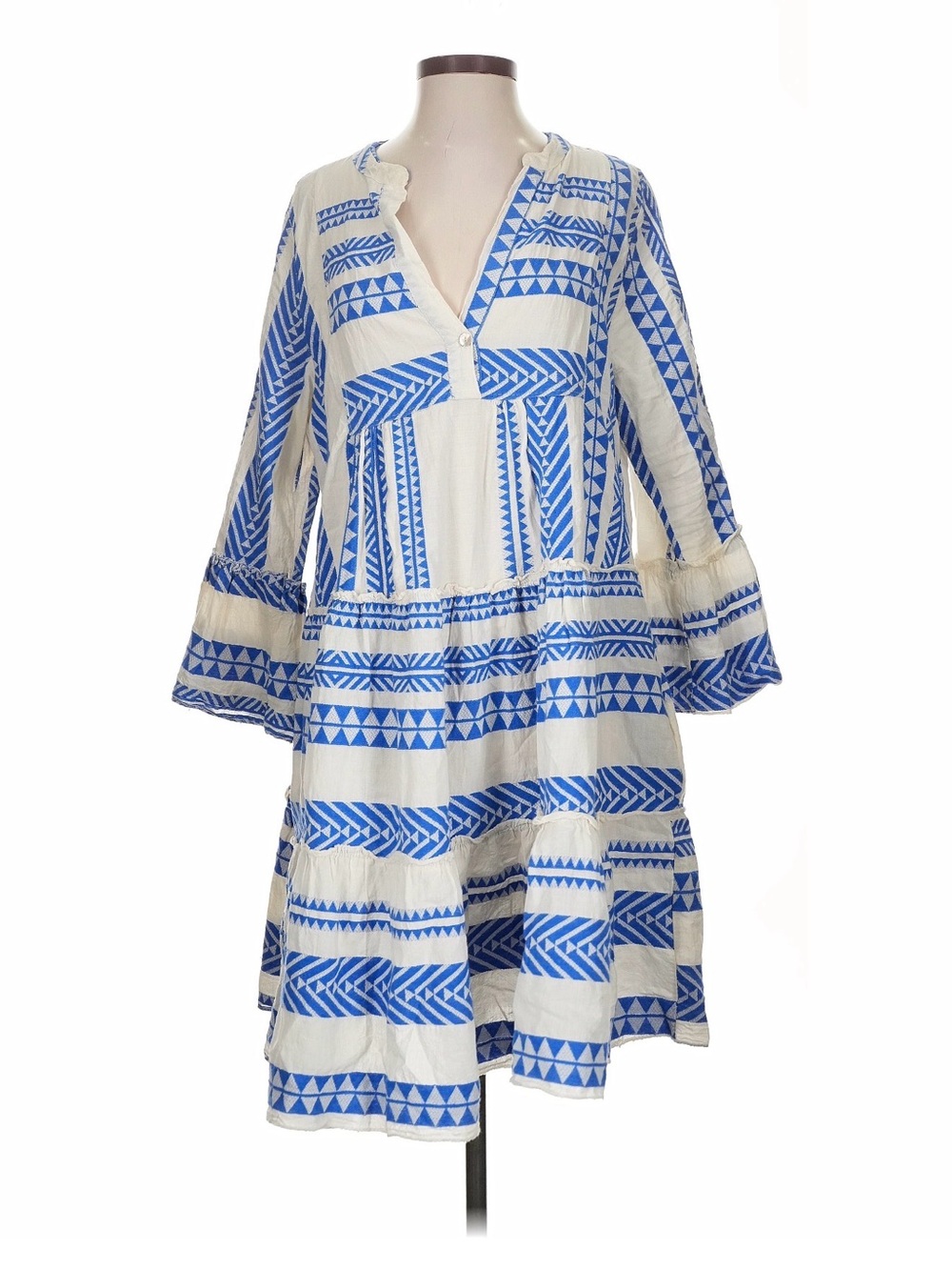 Sofia made in Italy S/M Blue & White Patterned Tunic Dress